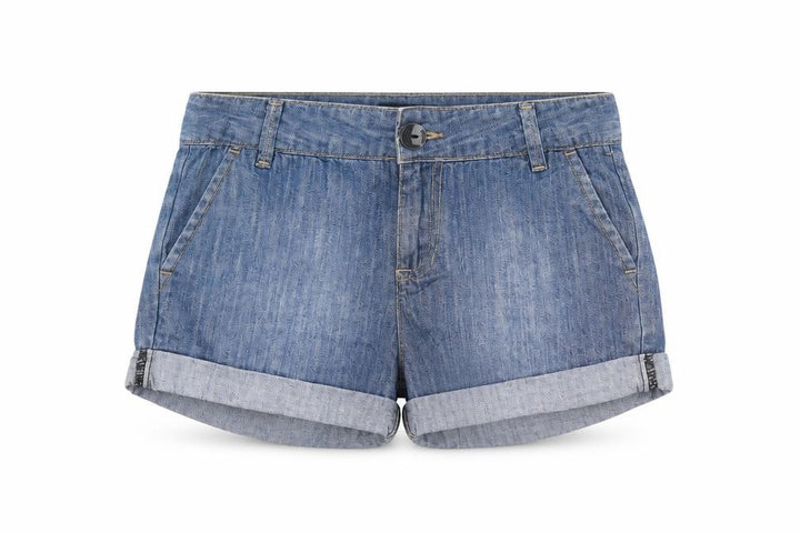 Mango Women Blue Denim Cotton Chino Shorts Size 6