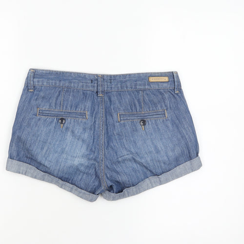 Mango Women Blue Denim Cotton Chino Shorts Size 6