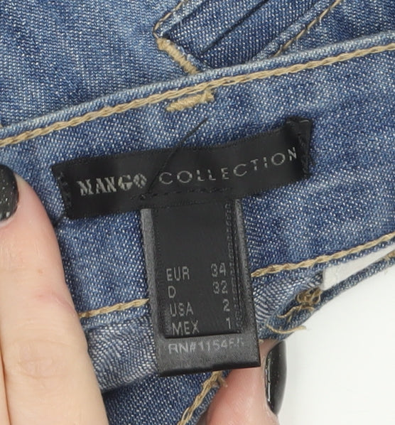 Mango Women Blue Denim Cotton Chino Shorts Size 6