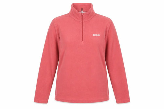 Front view of Regatta Women Pink Fleece Pullover 1/4 Zip Sweatshirt UK 10