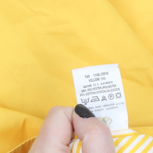 Marks and Spencer Women’s Yellow Hooded Rain Coat Jacket Size 16