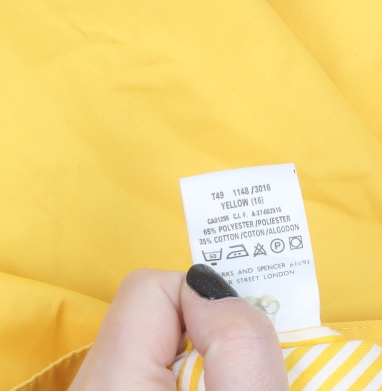 Marks and Spencer Women’s Yellow Hooded Rain Coat Jacket Size 16