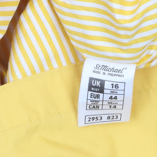 Marks and Spencer Women’s Yellow Hooded Rain Coat Jacket Size 16