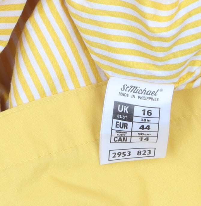 Marks and Spencer Women’s Yellow Hooded Rain Coat Jacket Size 16