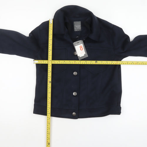 Primark Women's Blue Suede Look Button-Up Jacket Size 8