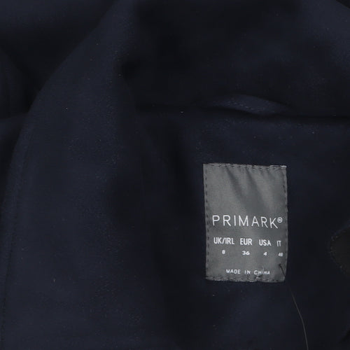Primark Women's Blue Suede Look Button-Up Jacket Size 8