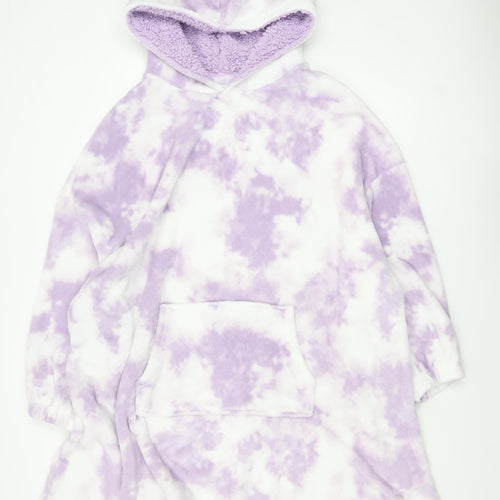F&F Women’s Purple Tie Dye Hooded Fleece Robe One Size