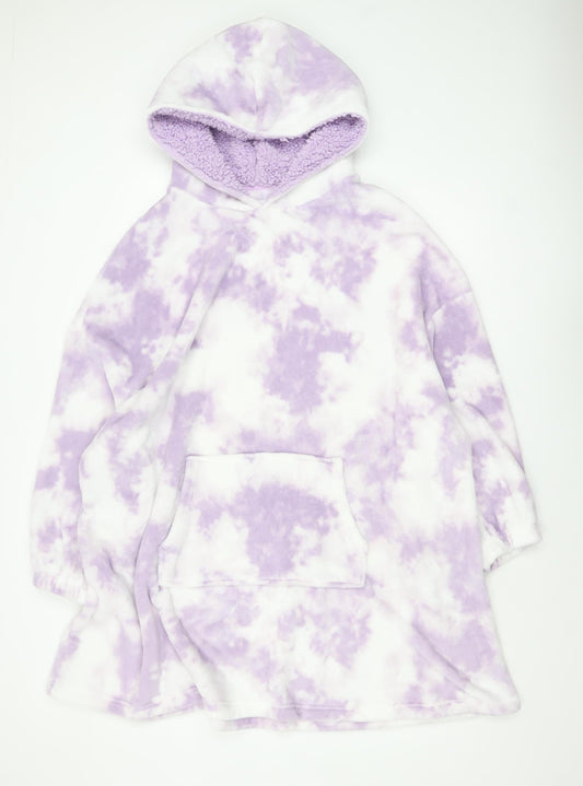 F&F Women’s Purple Tie Dye Hooded Fleece Robe One Size