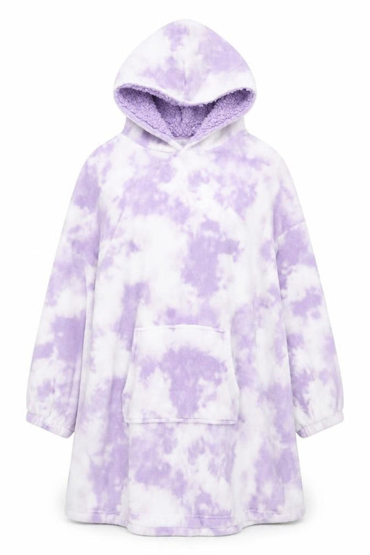 F&F Women’s Purple Tie Dye Hooded Fleece Robe One Size