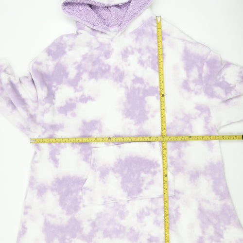 F&F Women’s Purple Tie Dye Hooded Fleece Robe One Size