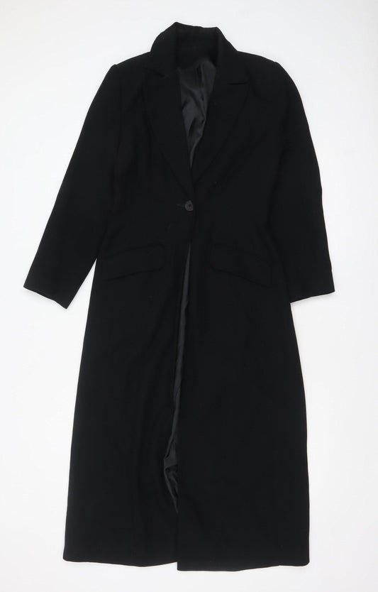 Principles Women's Black Long Overcoat Size 8 Formal Wool Blend