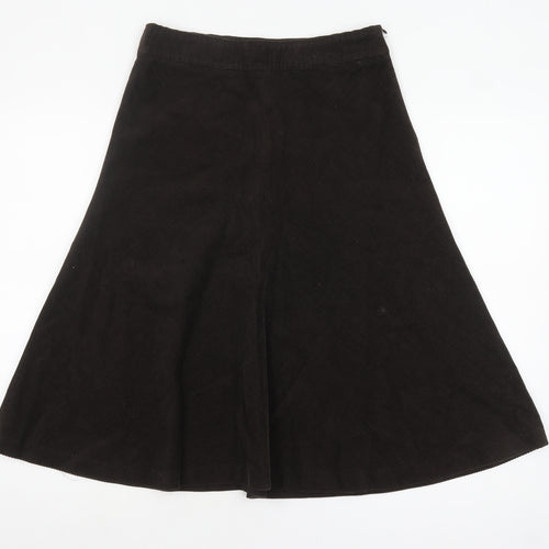 Zara Women Brown Corduroy A-Line Knee Length Skirt Size 10