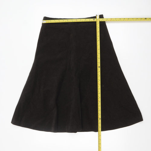 Zara Women Brown Corduroy A-Line Knee Length Skirt Size 10