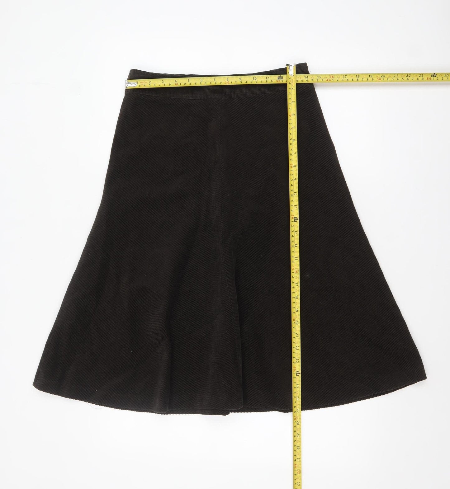 Zara Women Brown Corduroy A-Line Knee Length Skirt Size 10