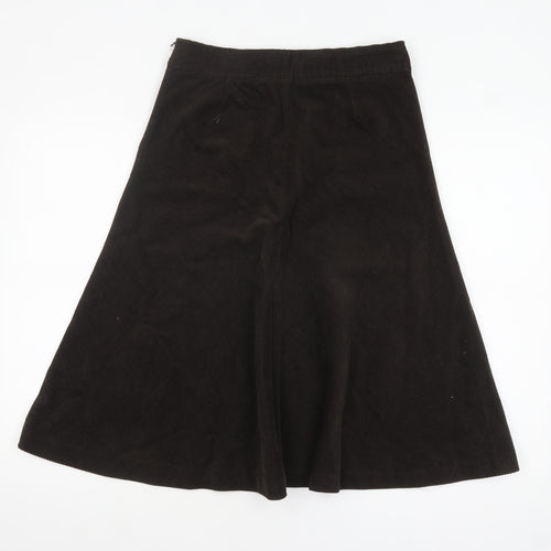 Zara Women Brown Corduroy A-Line Knee Length Skirt Size 10