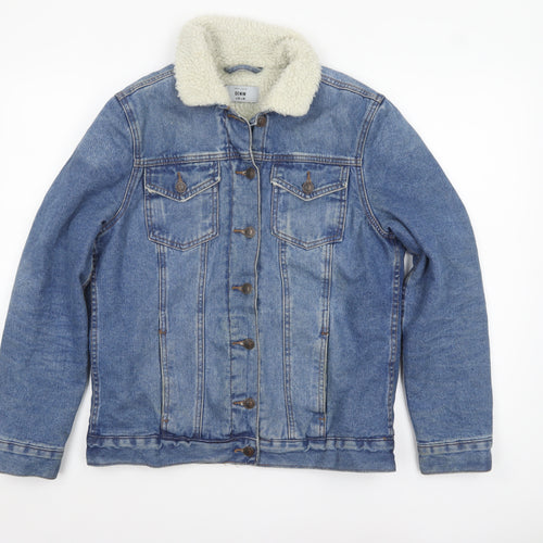 New Look Women Blue Sherpa Lined Denim Jacket Size 10