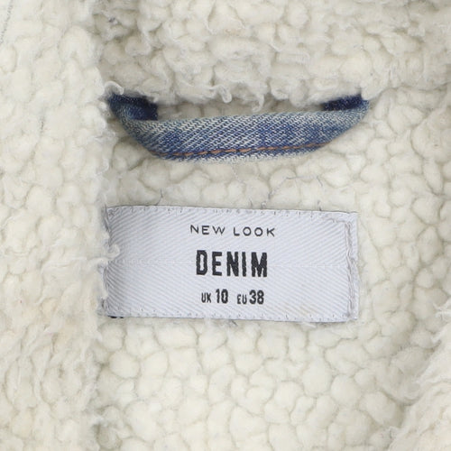New Look Women Blue Sherpa Lined Denim Jacket Size 10