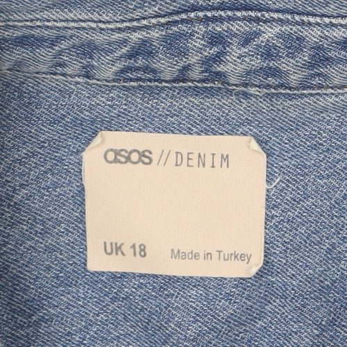 ASOS Women Blue Denim Relaxed Fit Jacket UK 18 Classic Casual