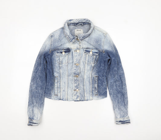 Denim Co Women's Blue Cropped Denim Jacket Size 10 Classic Style
