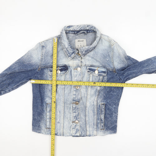 Denim Co Women's Blue Cropped Denim Jacket Size 10 Classic Style