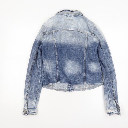 Denim Co Women's Blue Cropped Denim Jacket Size 10 Classic Style