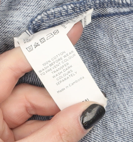 Denim Co Women's Blue Cropped Denim Jacket Size 10 Classic Style