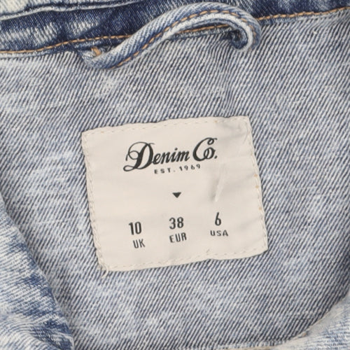 Denim Co Women's Blue Cropped Denim Jacket Size 10 Classic Style