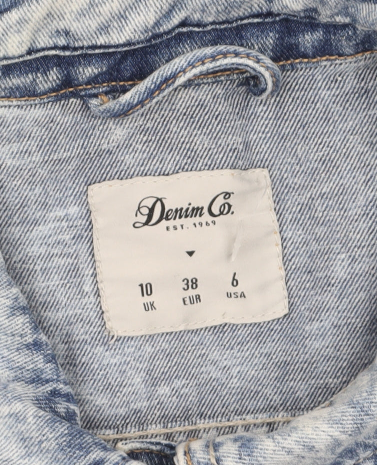 Denim Co Women's Blue Cropped Denim Jacket Size 10 Classic Style