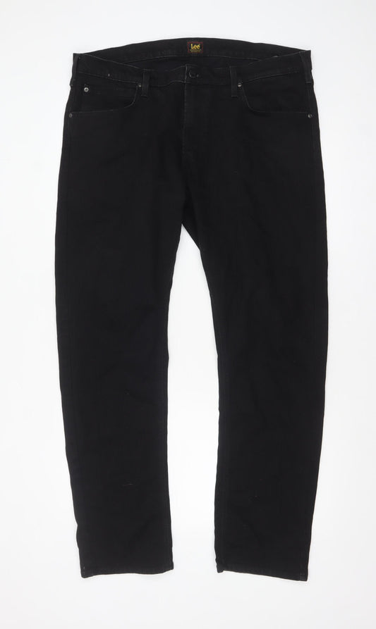 Lee Men's Black Daren Zip Fly Straight Regular Fit Jeans W38 L32