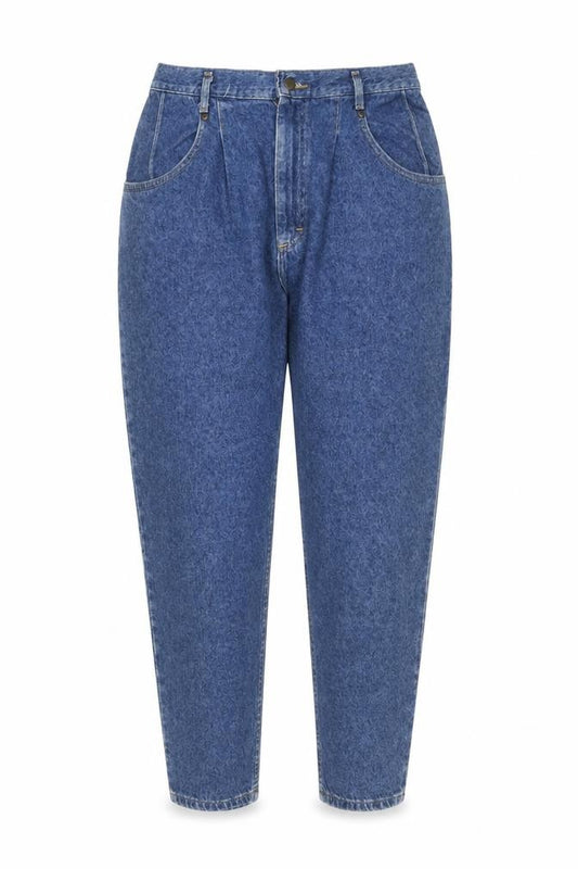 Front view of Lee Women's Blue High Rise Mom Jeans, size 16 Plus, Denim Vintage