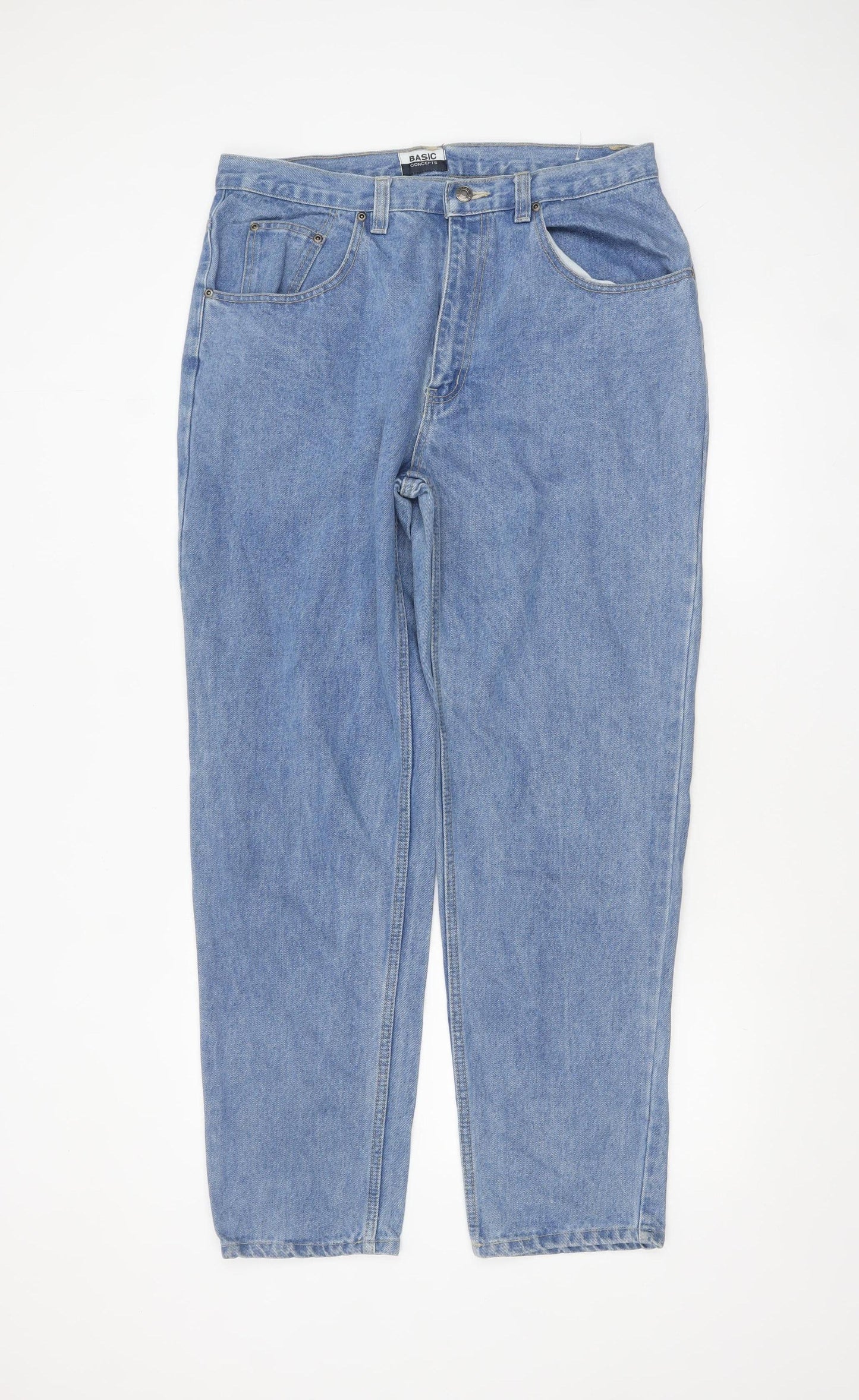 Basic Concepts Mens Blue Straight Jeans 34W 32L Cotton Denim