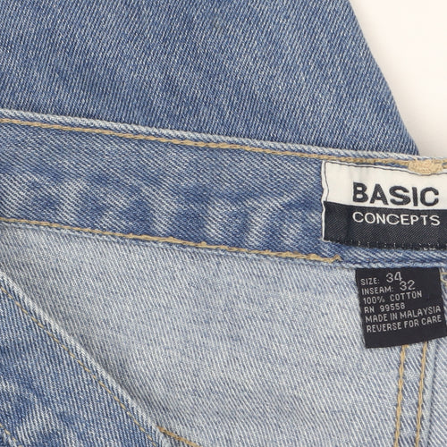 Basic Concepts Mens Blue Straight Jeans 34W 32L Cotton Denim