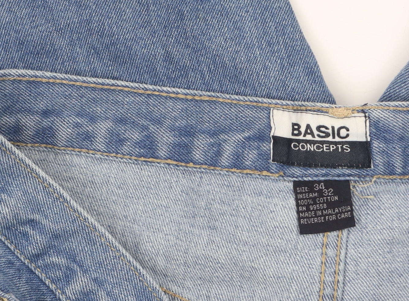 Basic Concepts Mens Blue Straight Jeans 34W 32L Cotton Denim