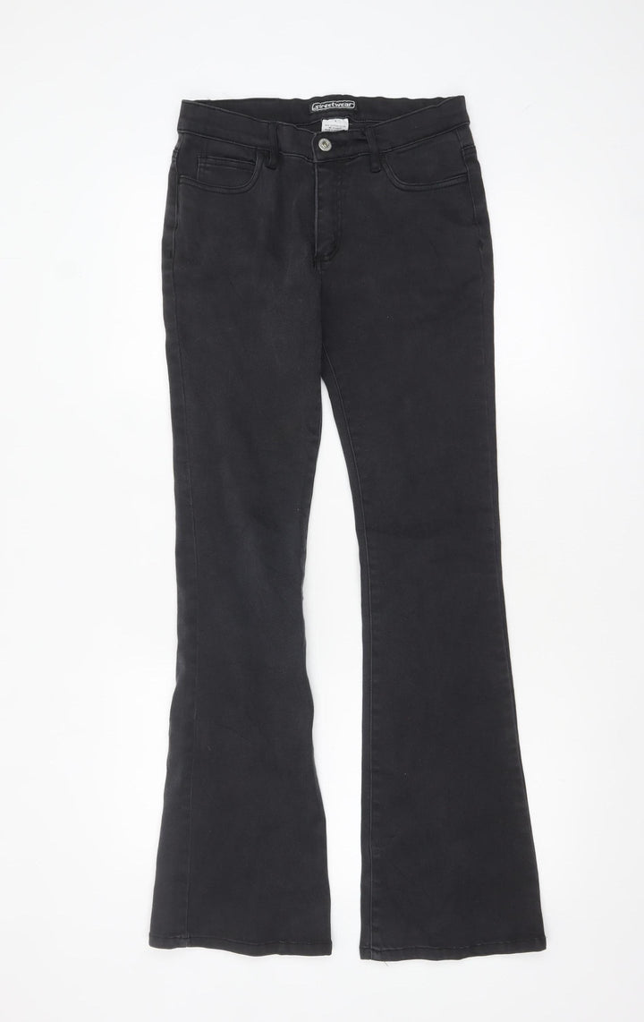 Streetwear Womens Black Flared Slim Stretch Jeans Size 5