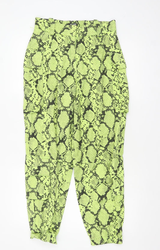 Jaded London Women’s Green Snake Print Cargo Trousers Size M