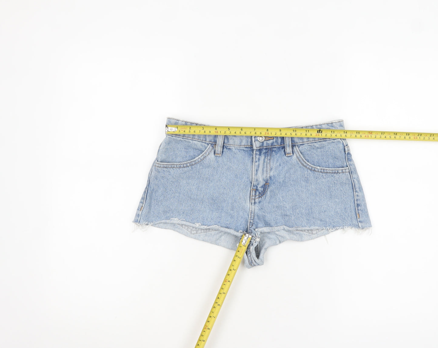 Topshop Women Blue Petite Cut-Off Denim Shorts Size 8