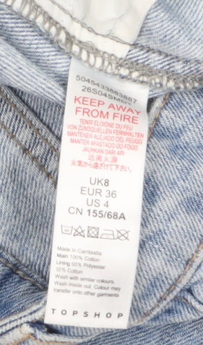 Topshop Women Blue Petite Cut-Off Denim Shorts Size 8