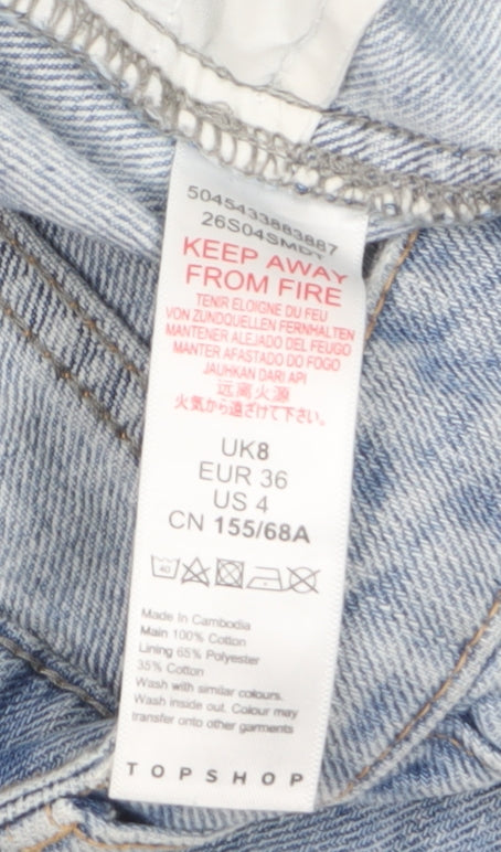 Topshop Women Blue Petite Cut-Off Denim Shorts Size 8
