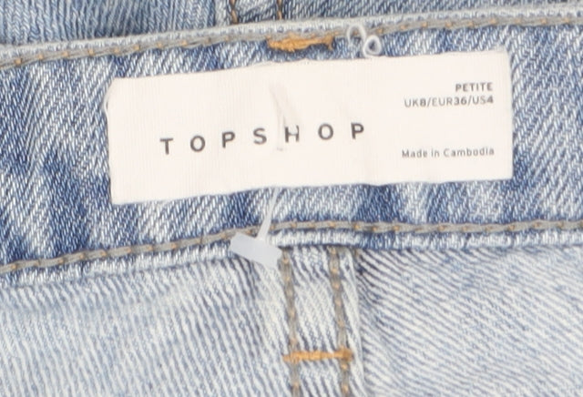 Topshop Women Blue Petite Cut-Off Denim Shorts Size 8