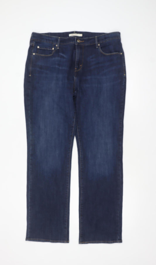 Levi's Women's Blue 505 Straight Jeans Size 14 Regular Fit Denim