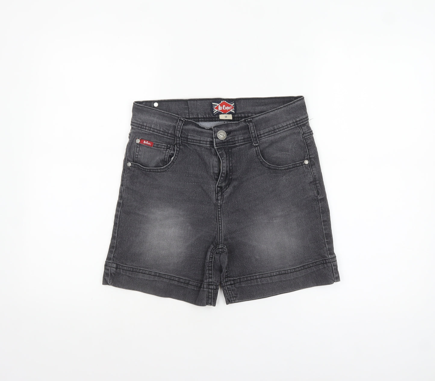 Lee Cooper Women Grey Denim Chino Shorts Size 12 Slim Fit