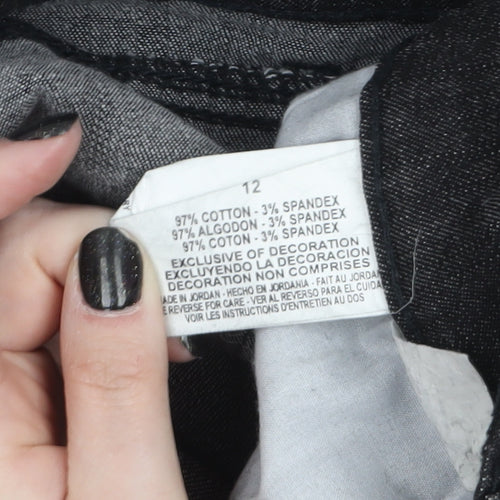 Bandolino Blu Women's Black Straight Jeans Size 12 Cotton Blend
