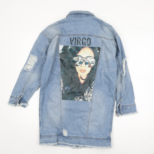 Off The Rails Womens Blue Long Denim Jacket S Beaded Virgo Design