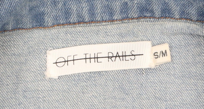 Off The Rails Womens Blue Long Denim Jacket S Beaded Virgo Design