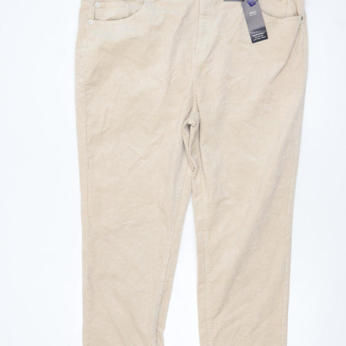 Marks and Spencer Women Beige Corduroy Straight Trousers Size 22