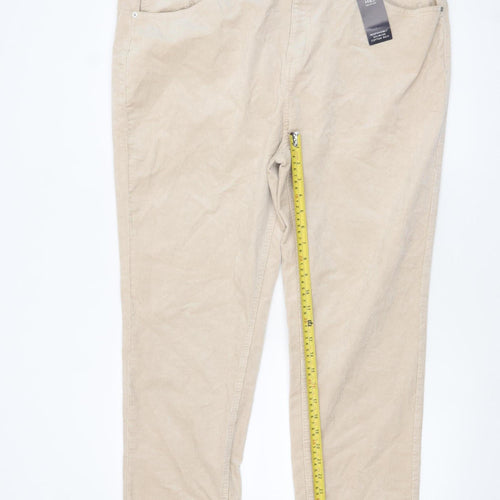 Marks and Spencer Women Beige Corduroy Straight Trousers Size 22