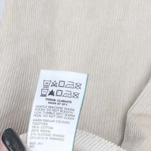 Marks and Spencer Women Beige Corduroy Straight Trousers Size 22