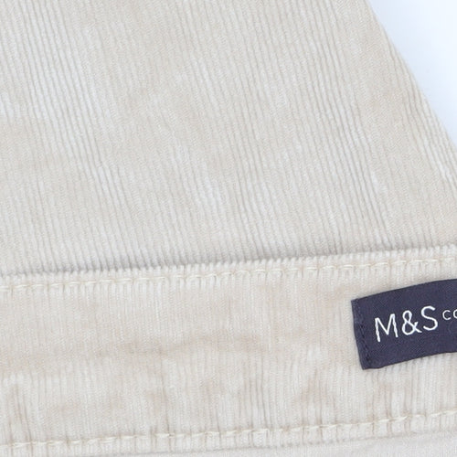 Marks and Spencer Women Beige Corduroy Straight Trousers Size 22