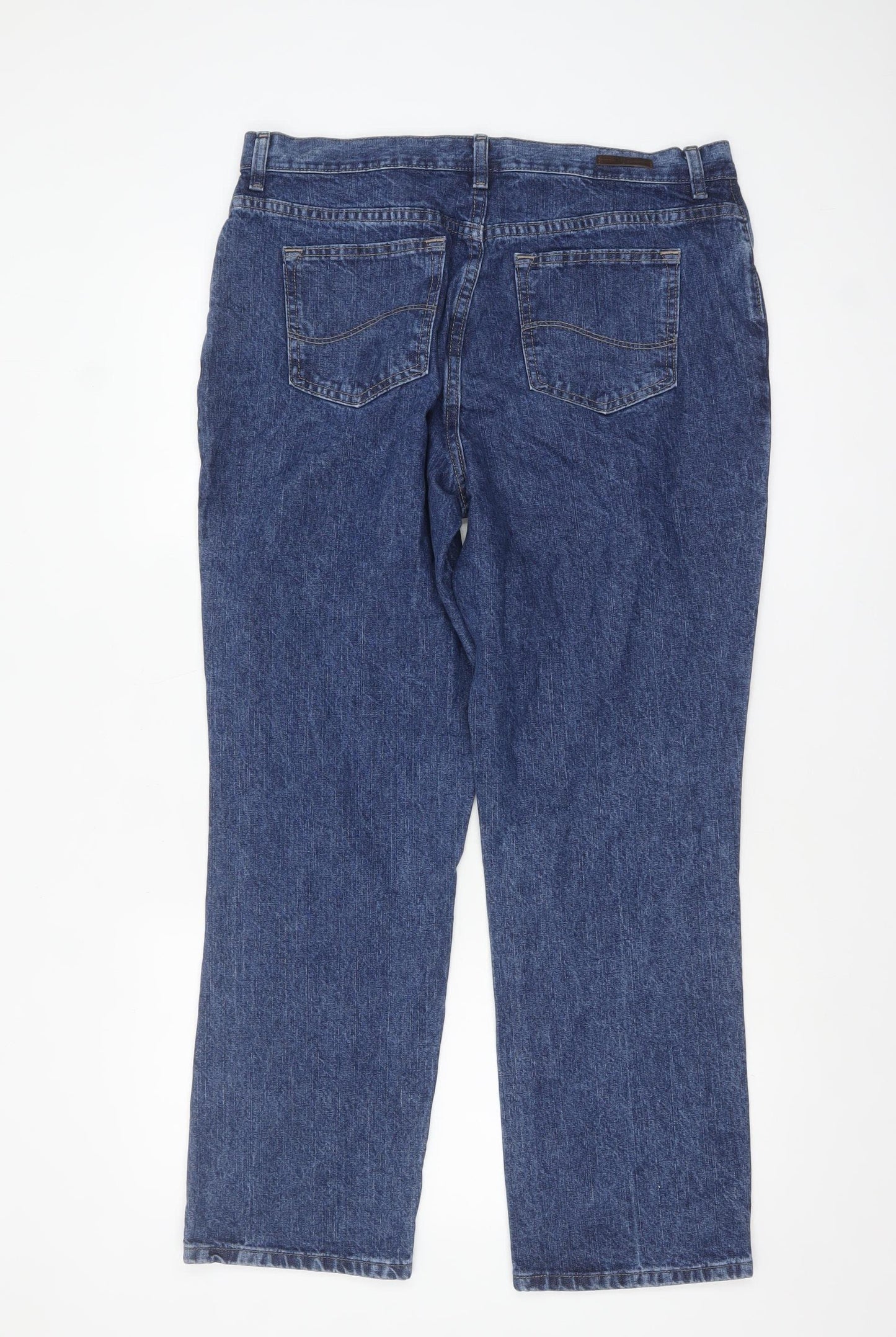 Lee Women's Blue Size 12 Relaxed Fit Straight Leg Jeans