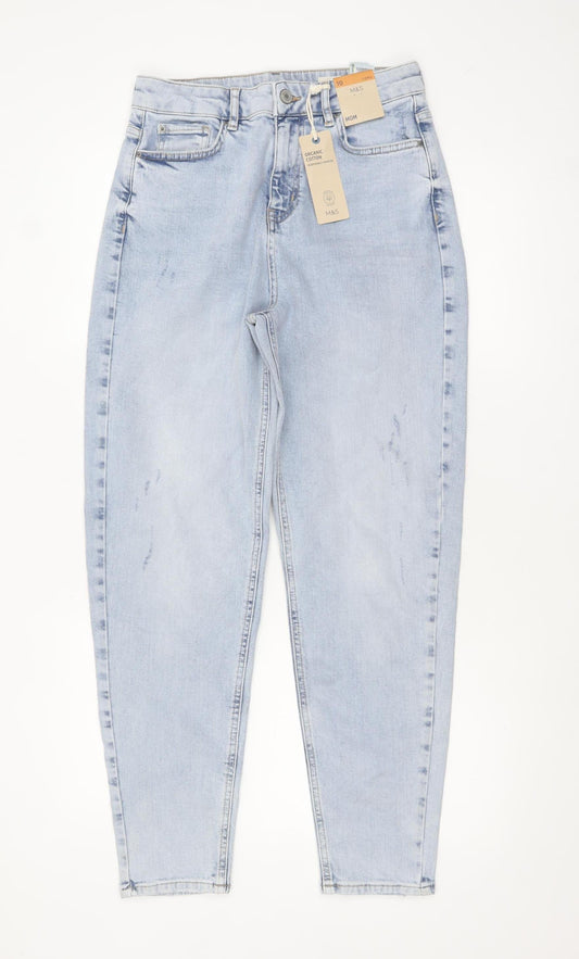 Marks and Spencer Women’s Blue High Rise Mom Jeans Size 10 Long